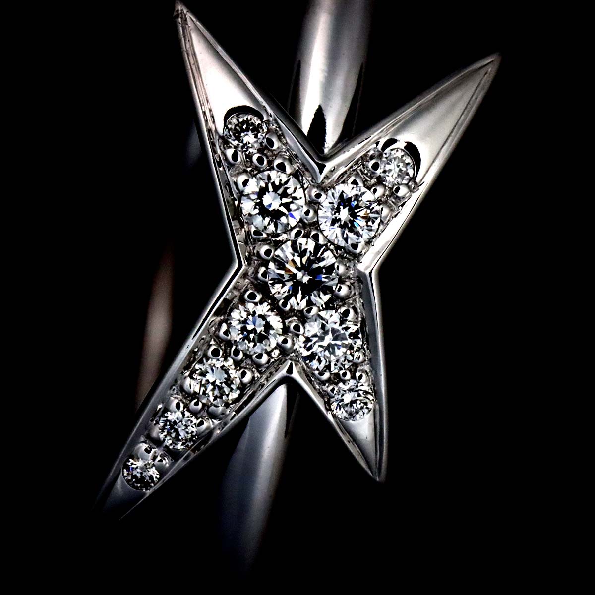 Diamond Hoop Earrings Pierced 18K WG 750