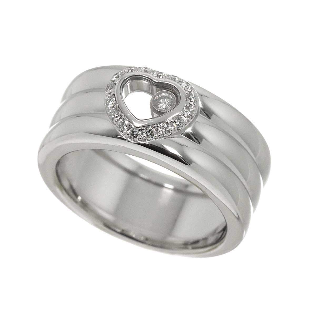 Happy Diamond Heart Ring 18K White Gold 750 Size6.25-6.5(US)