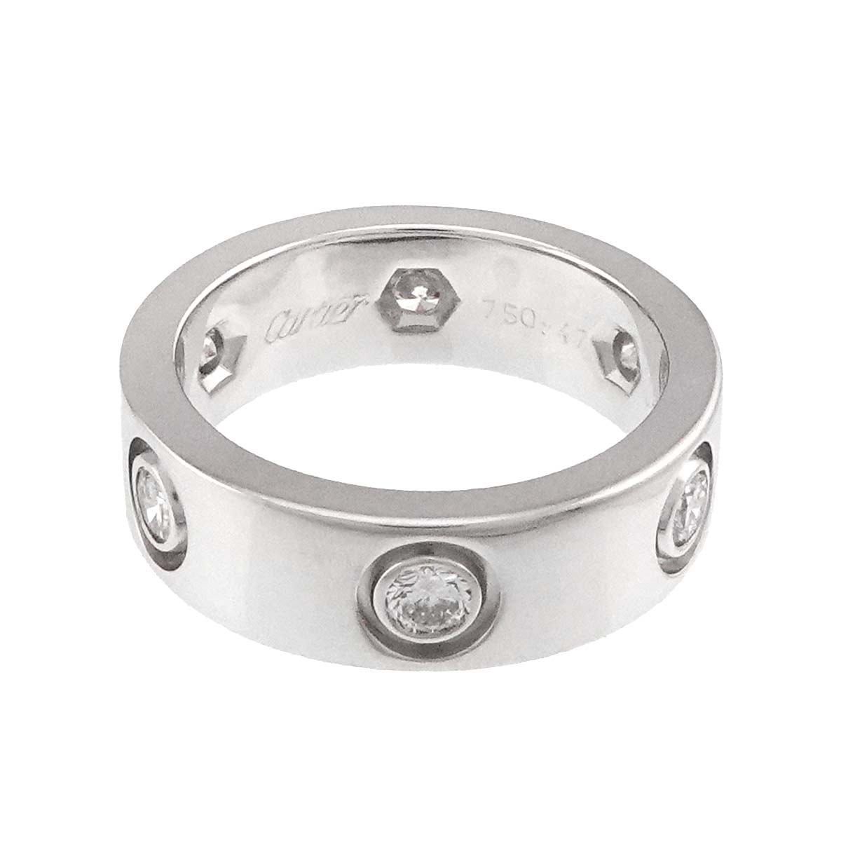 Love Ring Full Diamond 6P 18K White Gold 750 size47 3.75-4(US)