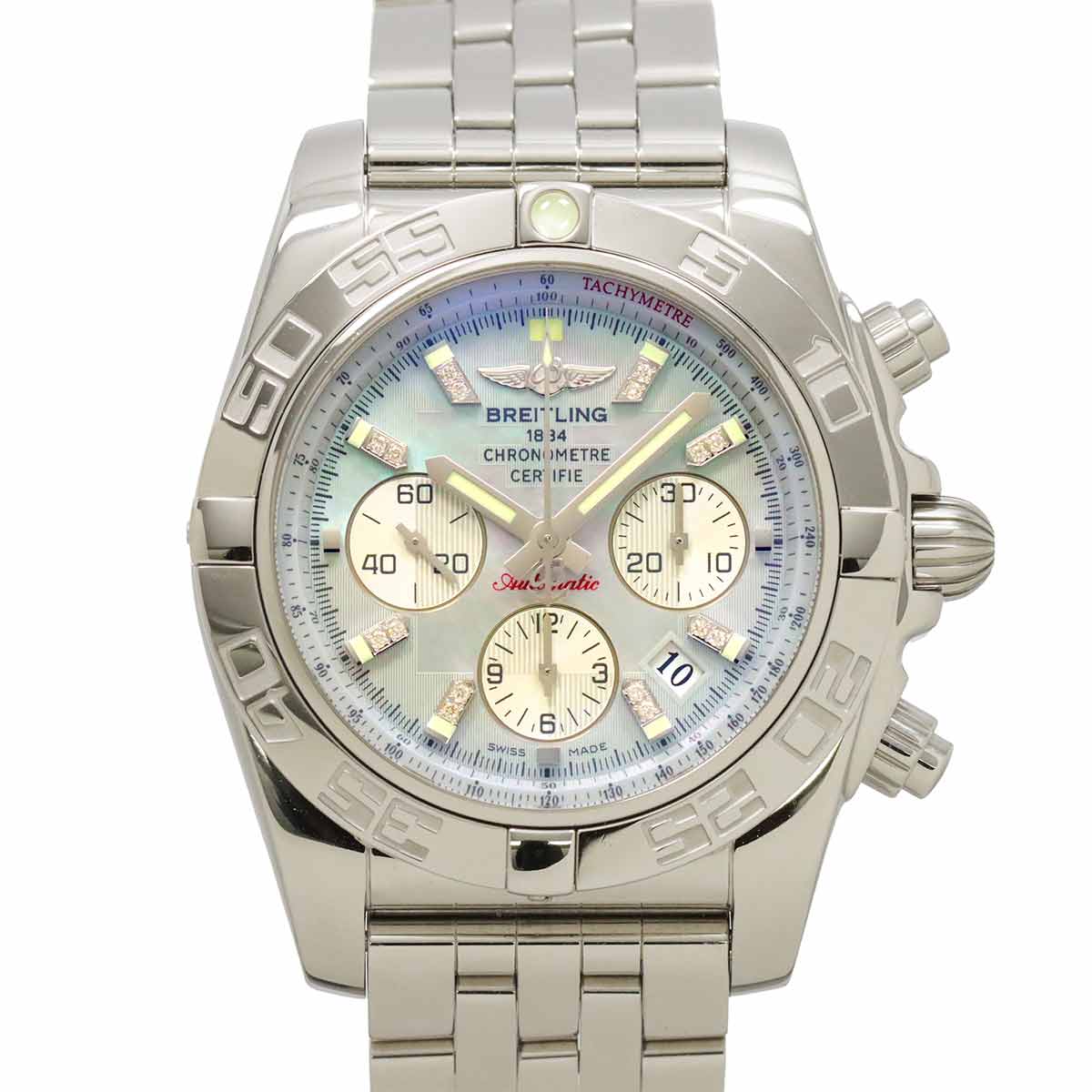 Chronomat 44 AB0110 Chronograph Date White Shell Dial Mens