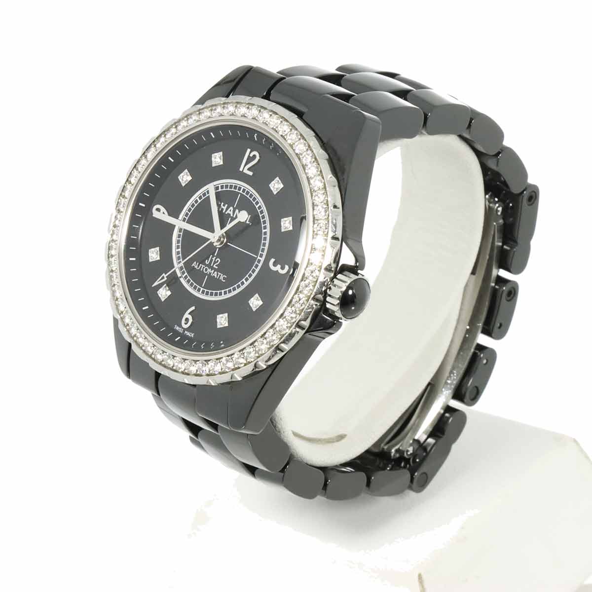 J12 Bezel 8P Diamond Automatic Black Dial Mens H3109 Watch