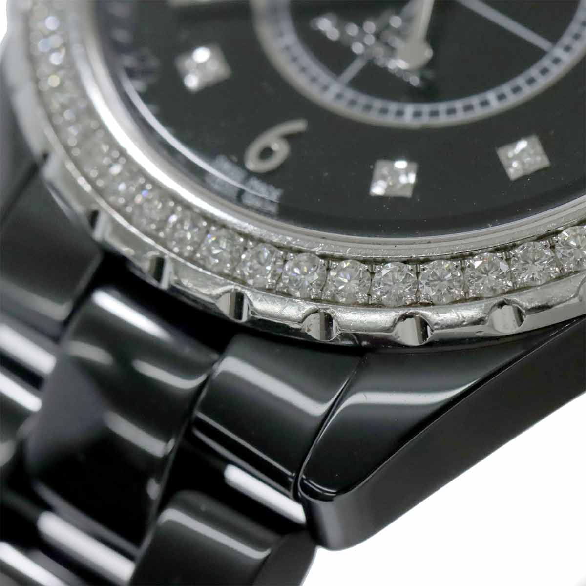 J12 Bezel 8P Diamond Automatic Black Dial Mens H3109 Watch
