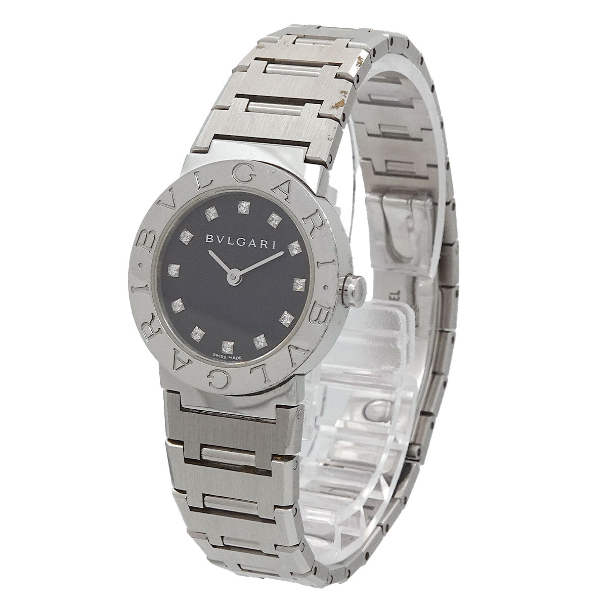 BVLGARIBVLGARI BB26SS 12P Diamond Quartz Black Dial Ladies
