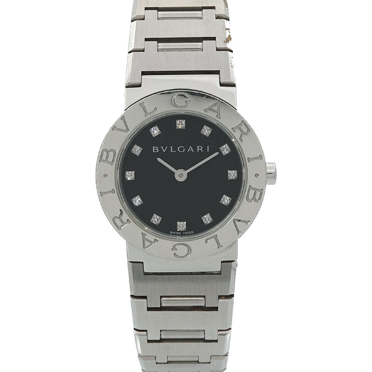 BVLGARIBVLGARI BB26SS 12P Diamond Quartz Black Dial Ladies