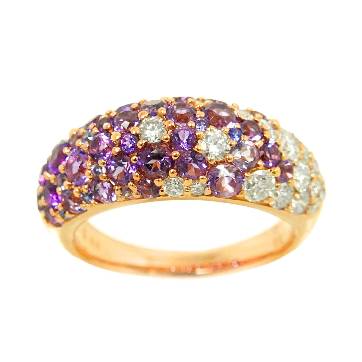 Multi Stone Diamond 0.77ct Ring 18K PG 750 6.25-6.5(US)