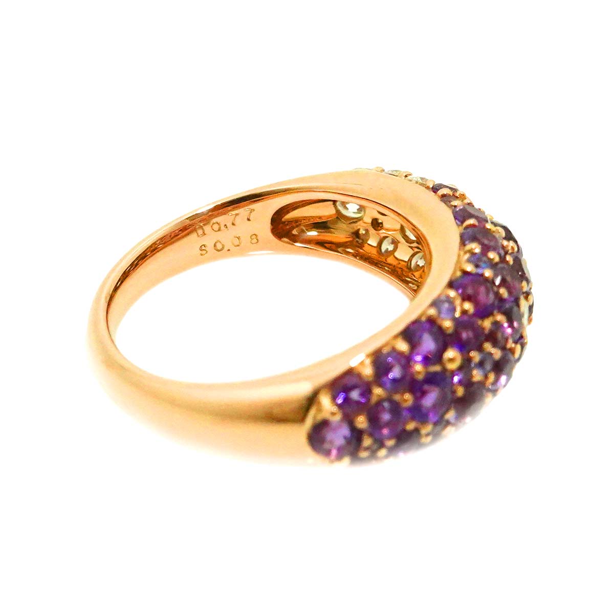 Multi Stone Diamond 0.77ct Ring 18K PG 750 6.25-6.5(US)