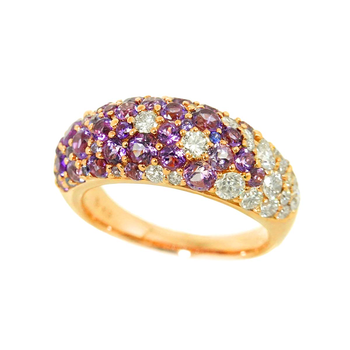 Multi Stone Diamond 0.77ct Ring 18K PG 750 6.25-6.5(US)