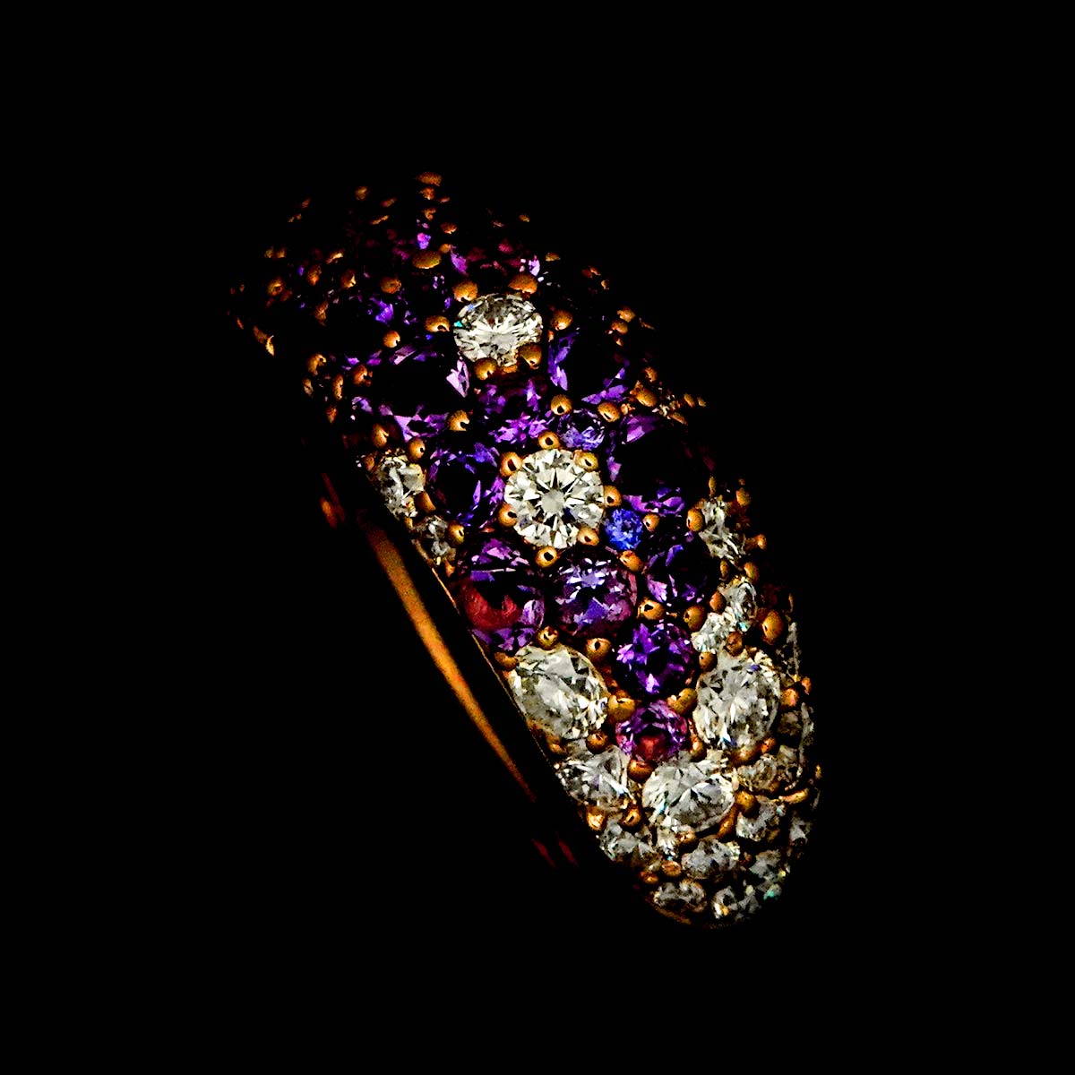 Multi Stone Diamond 0.77ct Ring 18K PG 750 6.25-6.5(US)