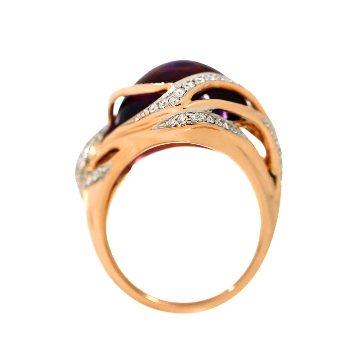 Amethyst 10.91ct Diamond 0.66ct Ring 18K PG 6.75(US)