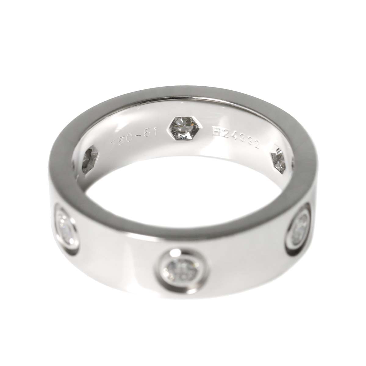 Love Ring Full Diamond 18K WG 750 size51 5.5-5.75US)