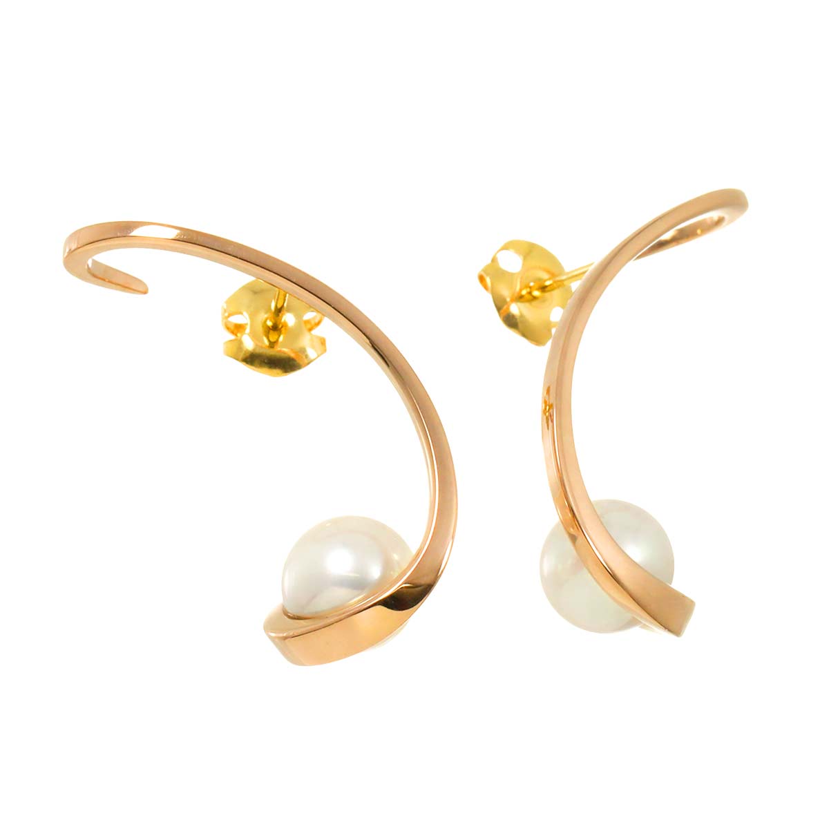 Aurora Akoya Pearl 8.2mm Earrings Pierced 18K PG 750