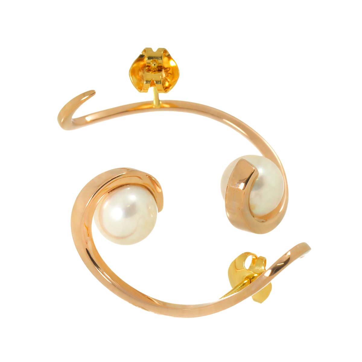 Aurora Akoya Pearl 8.2mm Earrings Pierced 18K PG 750