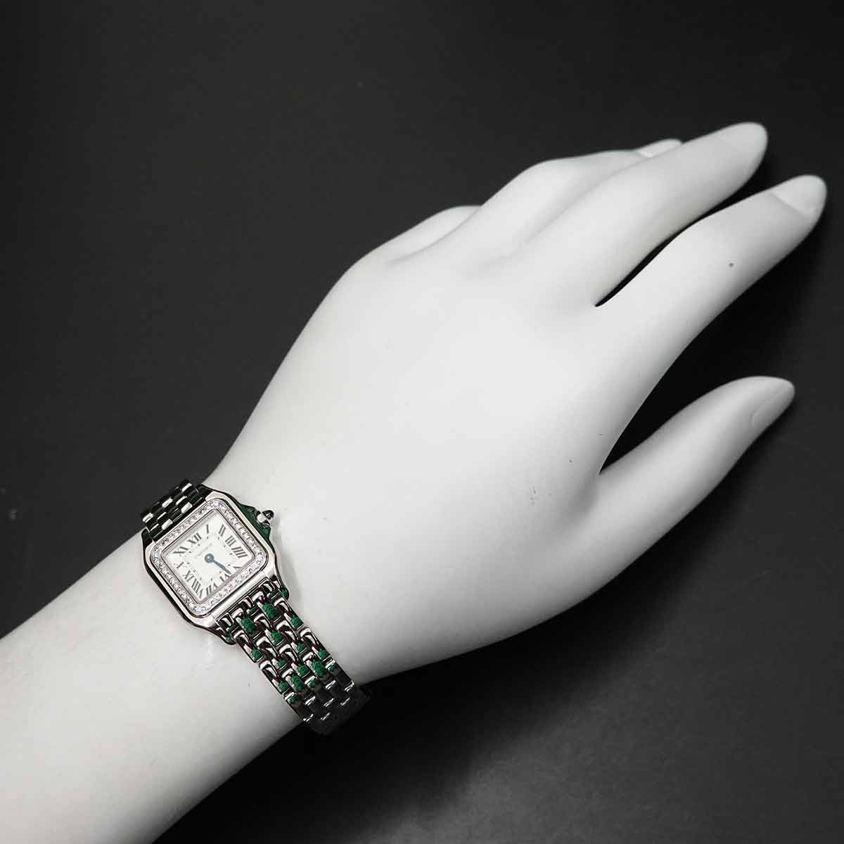 Panthere SM W4PN0007 Diamond Bezel Quartz Silver Dial Ladies