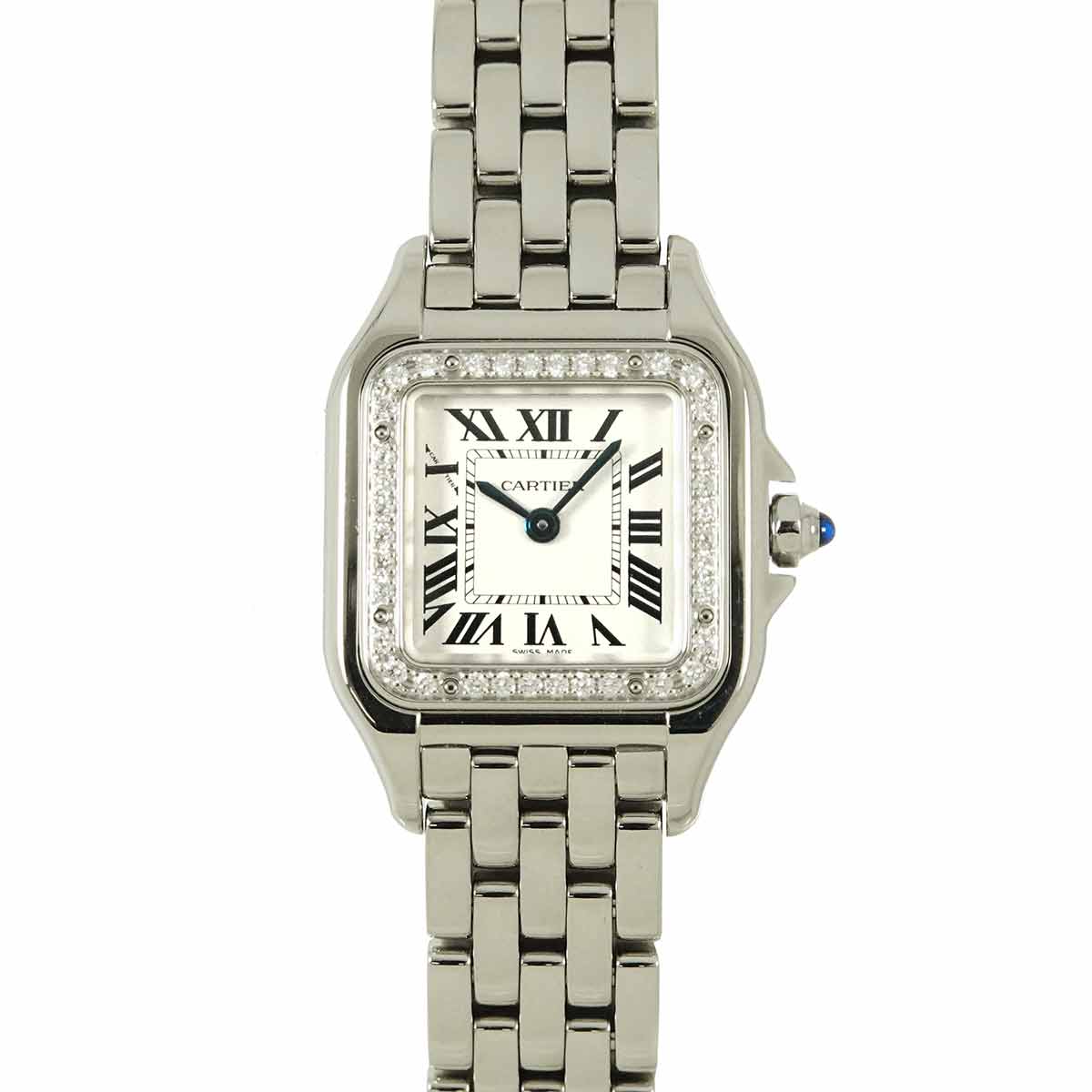 Panthere SM W4PN0007 Diamond Bezel Quartz Silver Dial Ladies