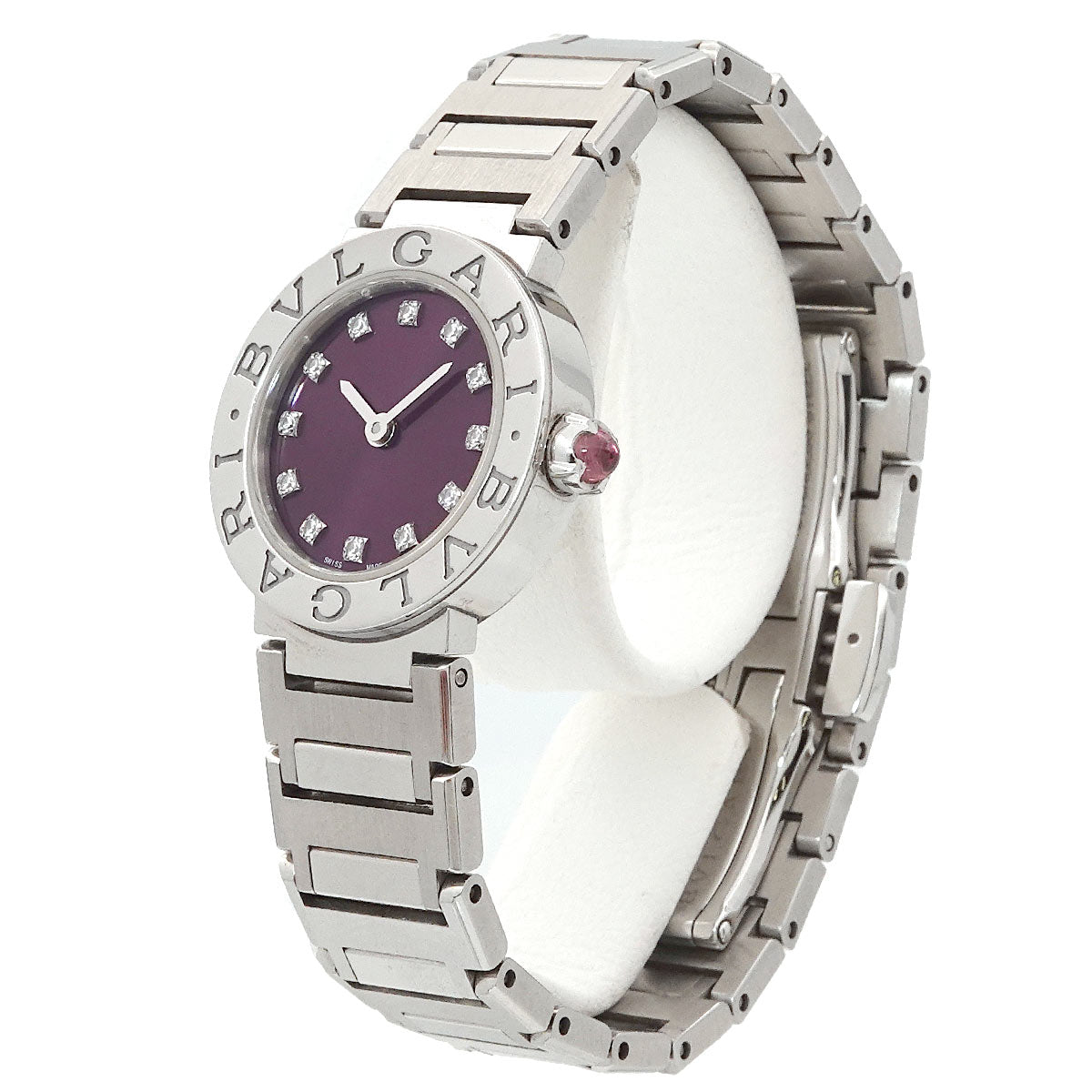 BVLGARIBVLGARI BB23S 12P Diamond Quartz Purpl Dial Ladies