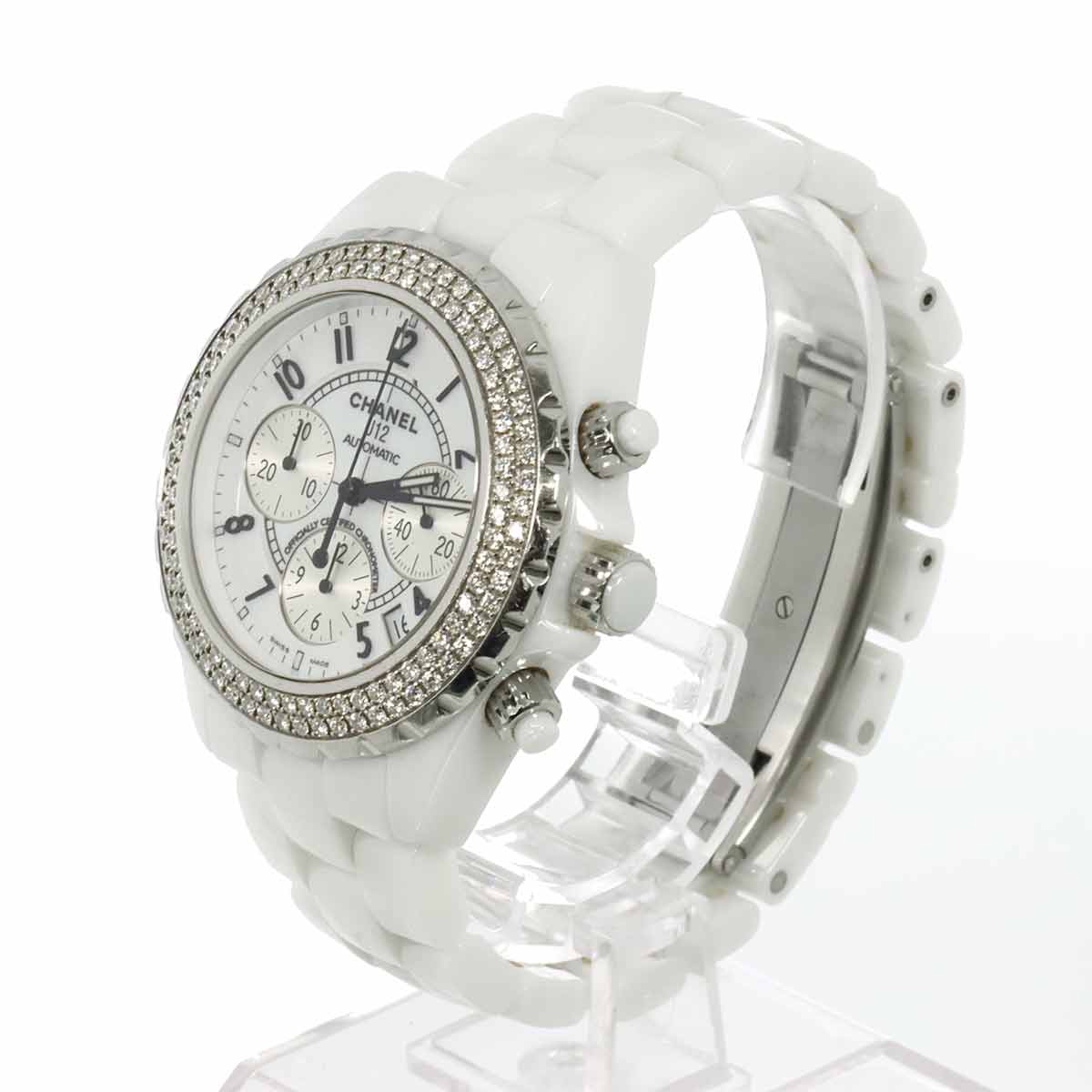 J12 41mm H1008 Date Bezel Diamond Automatic White Dial Mens