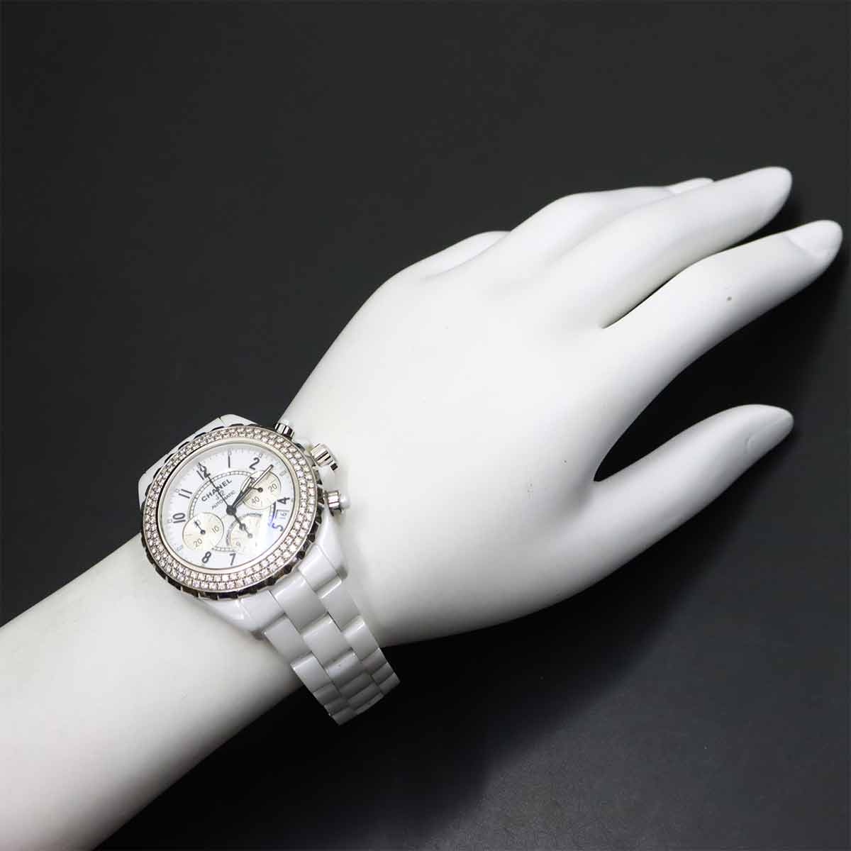 J12 41mm H1008 Date Bezel Diamond Automatic White Dial Mens