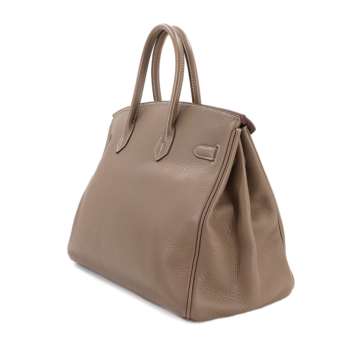 Birkin 35 Taurillon Clemence Etoupe Hand Bag Purse Beige