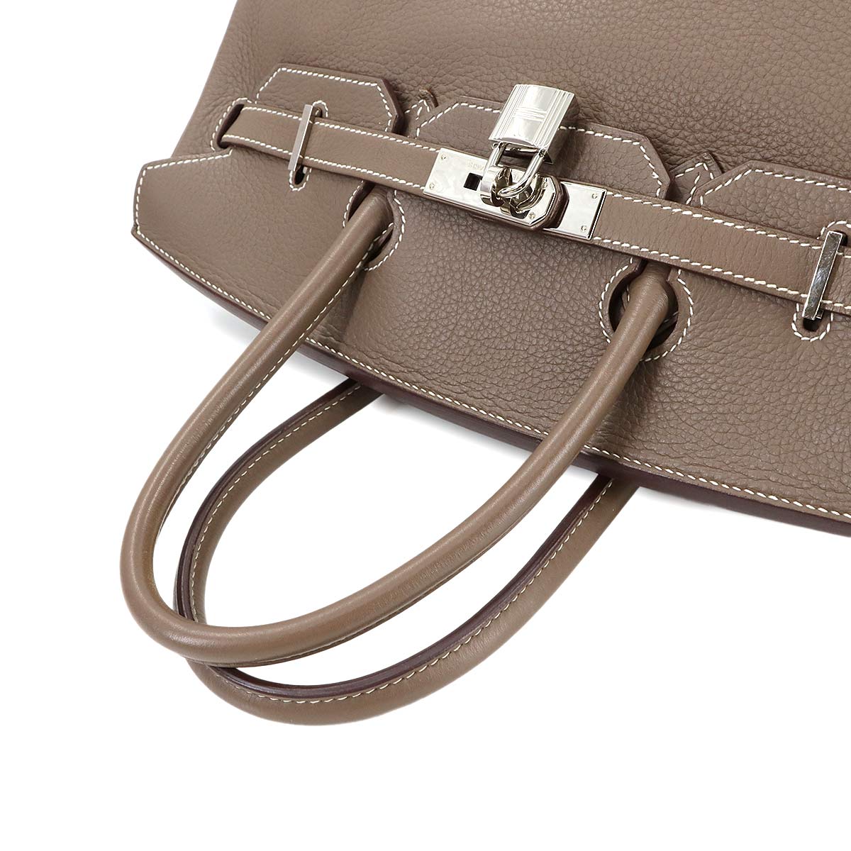 Birkin 35 Taurillon Clemence Etoupe Hand Bag Purse Beige