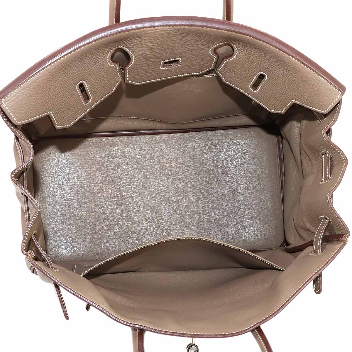 Birkin 35 Taurillon Clemence Etoupe Hand Bag Purse Beige