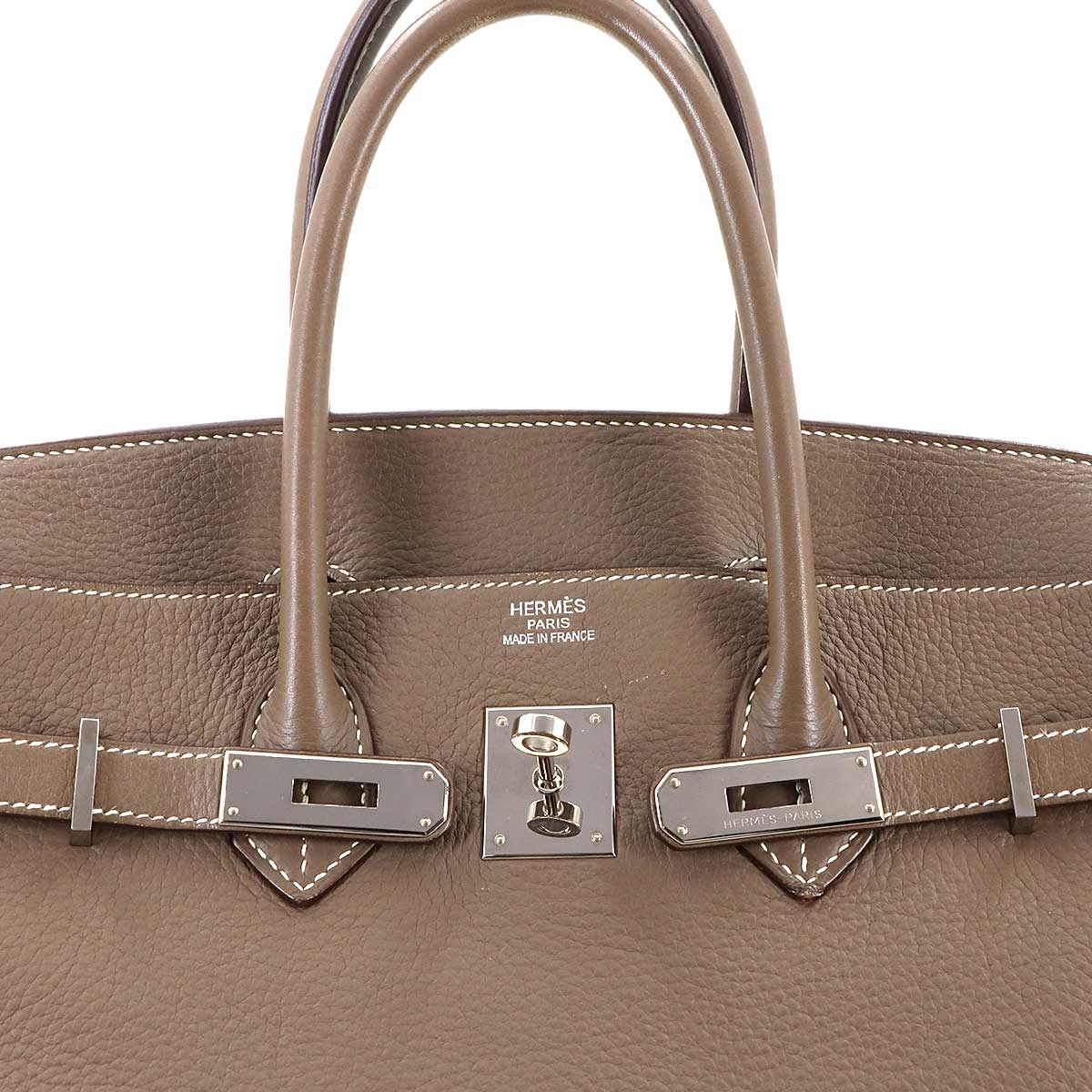 Birkin 35 Taurillon Clemence Etoupe Hand Bag Purse Beige