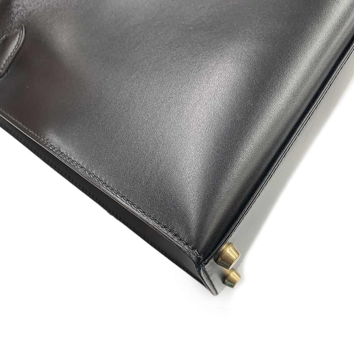 Kelly 28 Box carf Black 2way Hand Shoulder Bag Purse