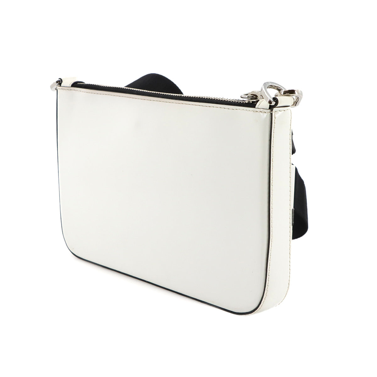 Shoulder Bag Leather White Black 2VH129 Purse