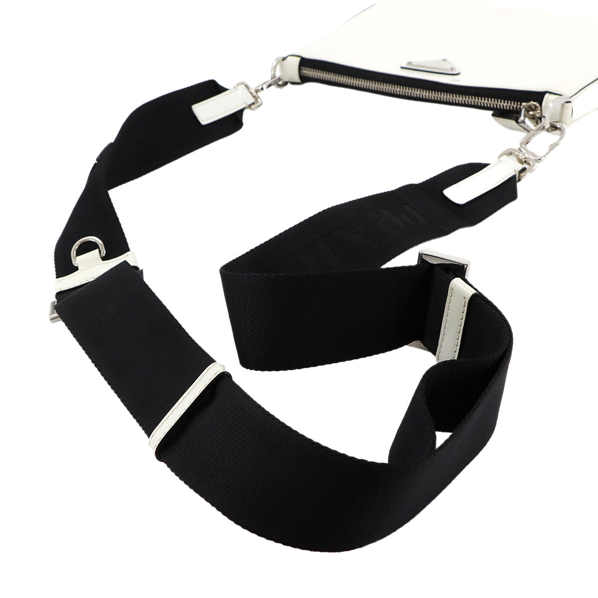 Shoulder Bag Leather White Black 2VH129 Purse