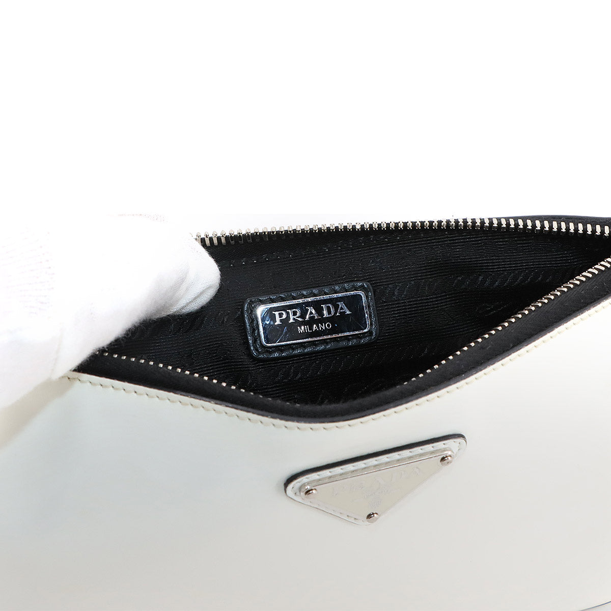 Shoulder Bag Leather White Black 2VH129 Purse