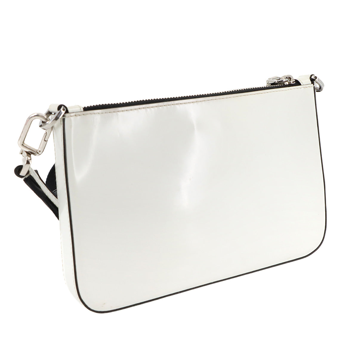 Shoulder Bag Leather White Black 2VH129 Purse