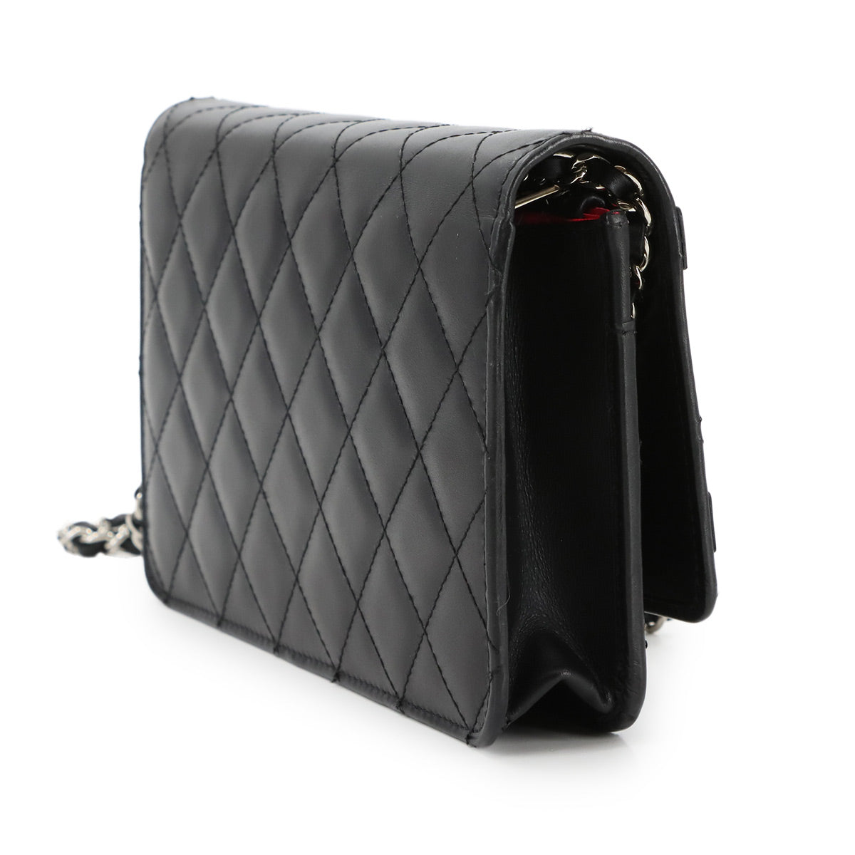 Cambon Line Chain Long Wallet Leather Enamel Black A46646