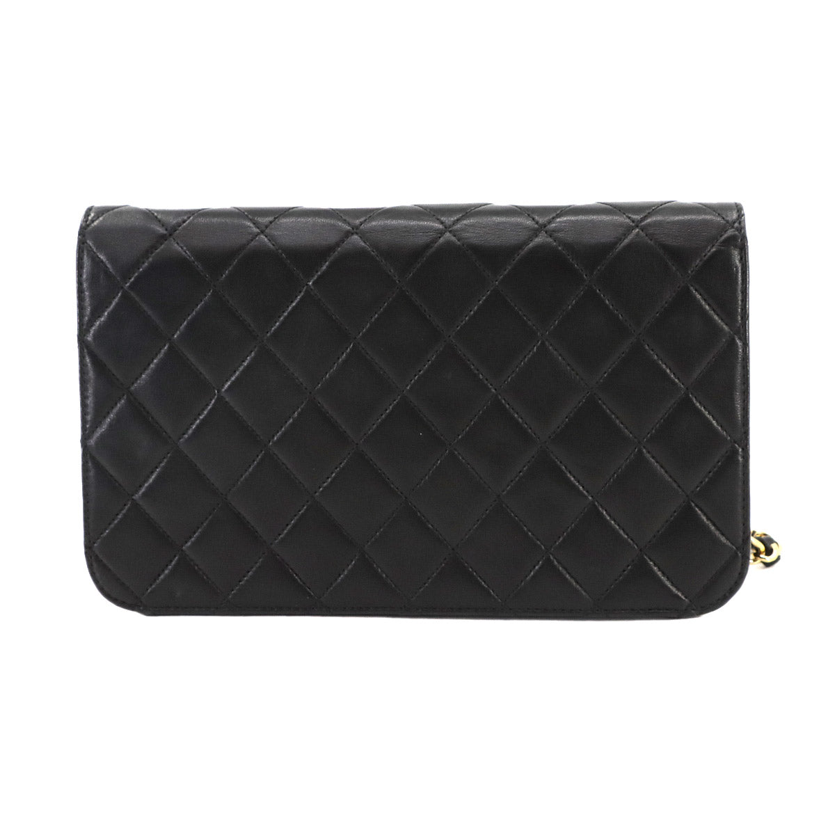 Matelasse Chain Shoulder Bag Leather Black Purse