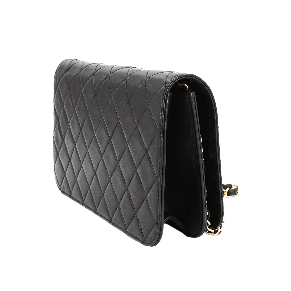 Matelasse Chain Shoulder Bag Leather Black Purse