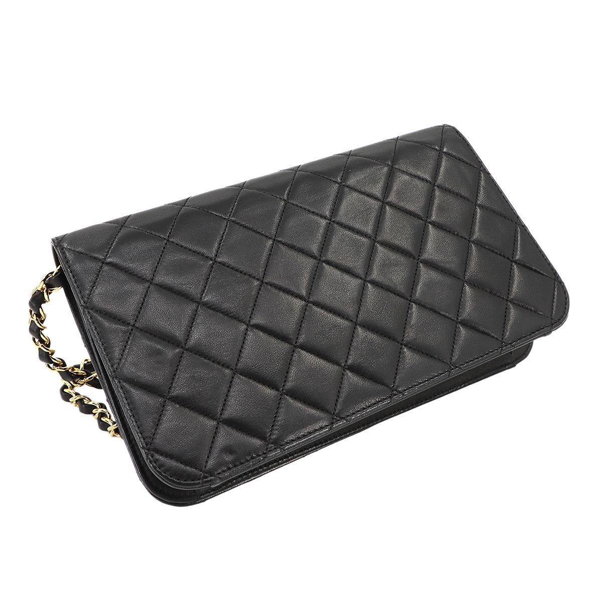 Small Classic Single Full Flap Bag Leather Black Vintage