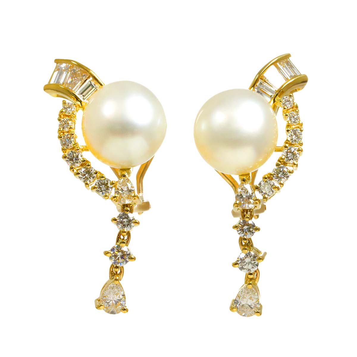 South Sea pearl Diamond 1.16ct/1.15ct Earrings 18K YG 750