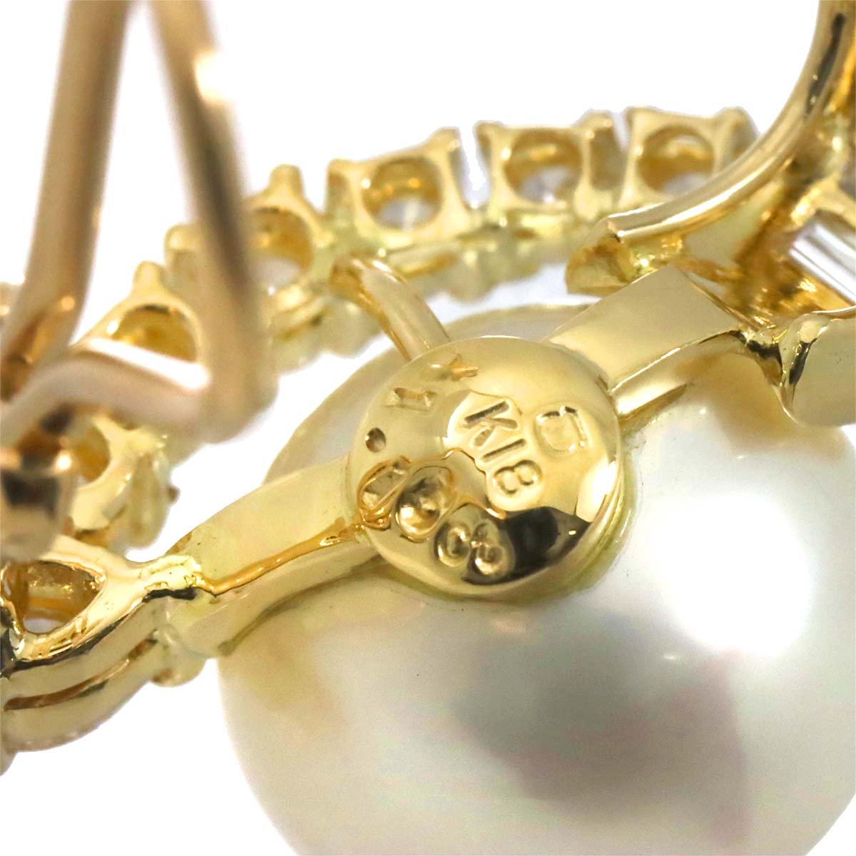 South Sea pearl Diamond 1.16ct/1.15ct Earrings 18K YG 750