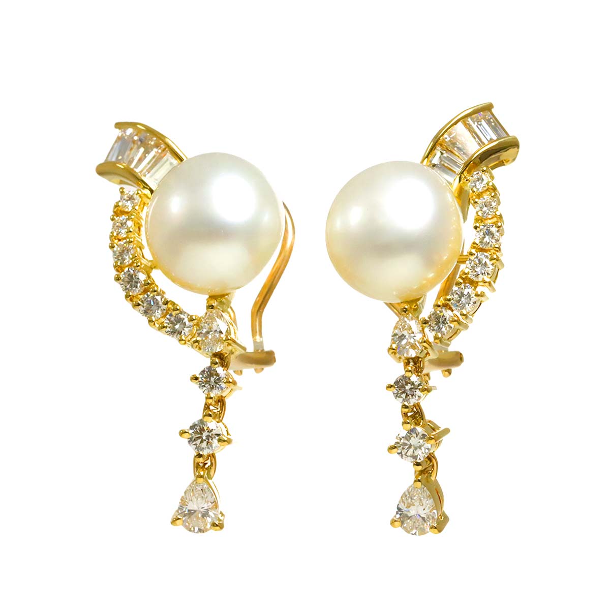 South Sea pearl Diamond 1.16ct/1.15ct Earrings 18K YG 750
