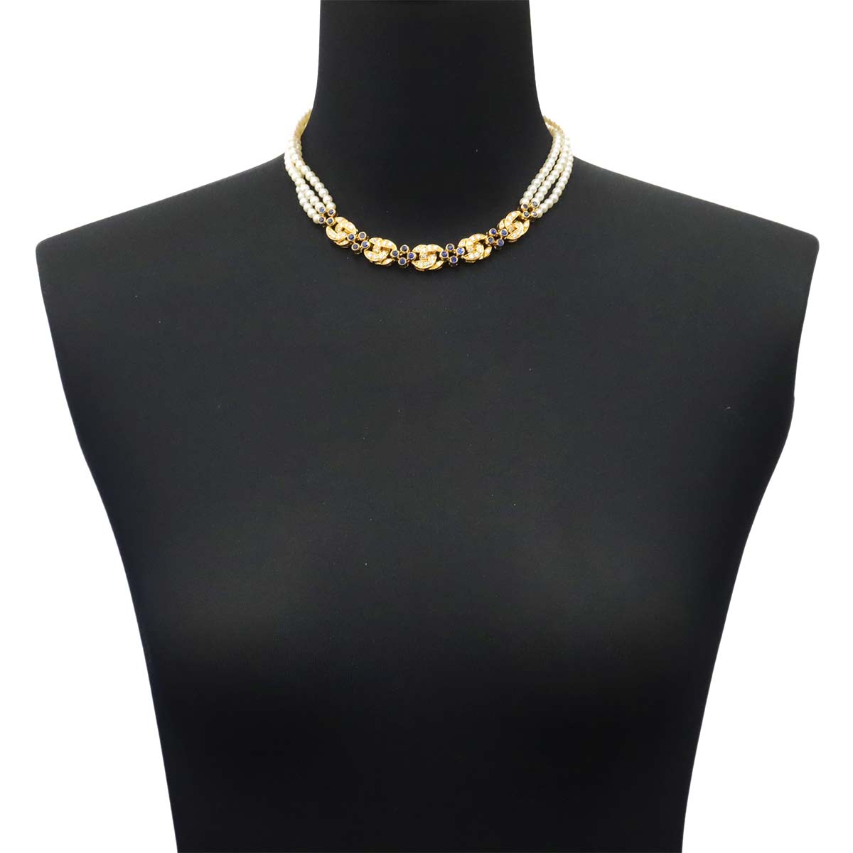 Sapphire Diamond Akoya Pearl Necklace 18K YG 750