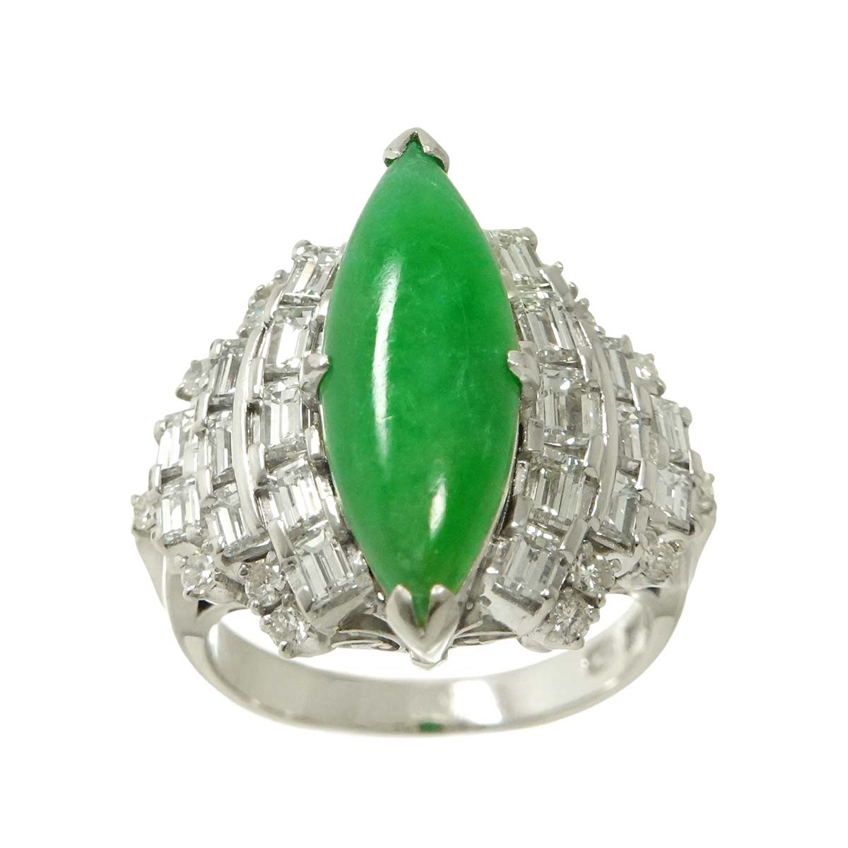 Jade 1.91ct Diamond Ring Pt Platinum size6.75(US)