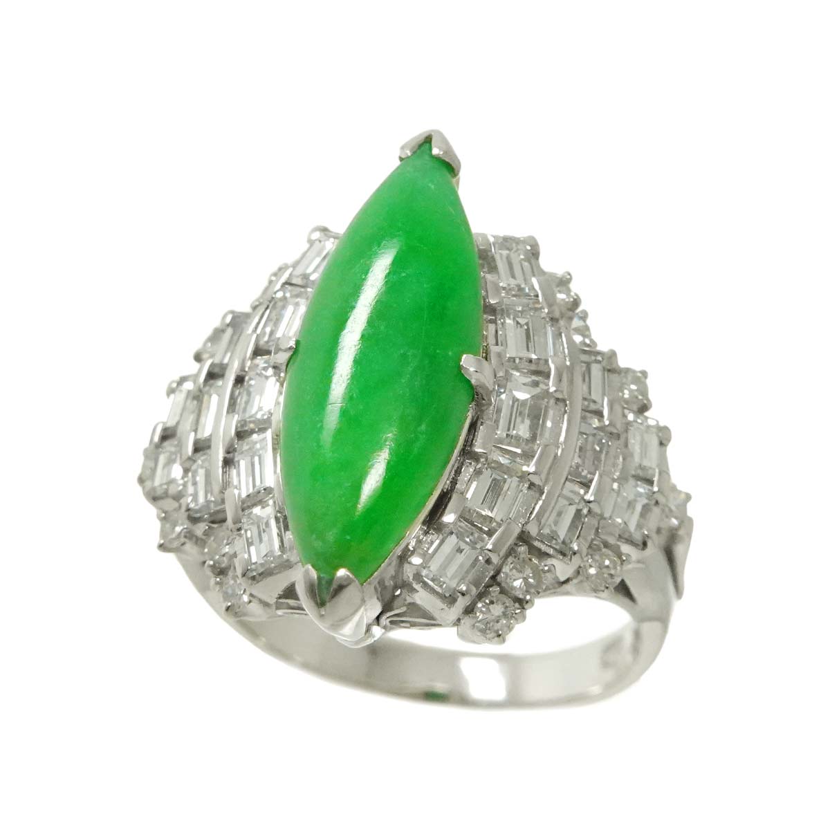 Jade 1.91ct Diamond Ring Pt Platinum size6.75(US)