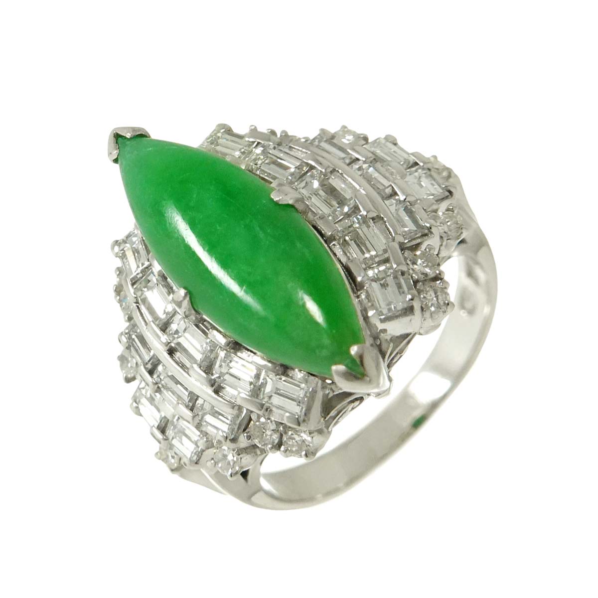 Jade 1.91ct Diamond Ring Pt Platinum size6.75(US)