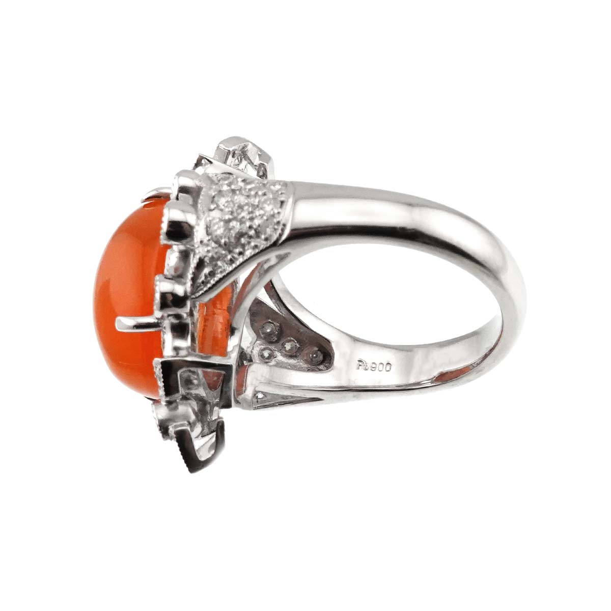 Fire Opal 6.871ct Diamond 1.40ct Ring Pt Platinum size6.25-6.5(US)