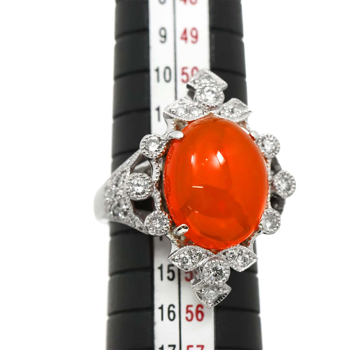 Fire Opal 6.871ct Diamond 1.40ct Ring Pt Platinum size6.25-6.5(US)