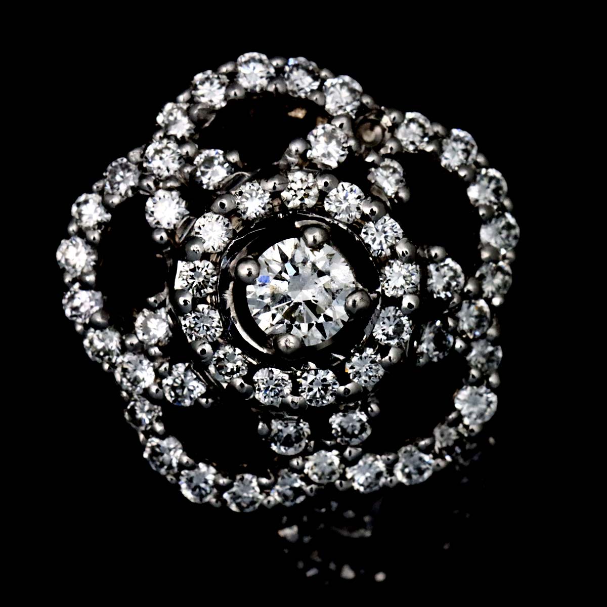 Camellia Diamond Ring 18K White Gold 750 size49 4.75-5(US)