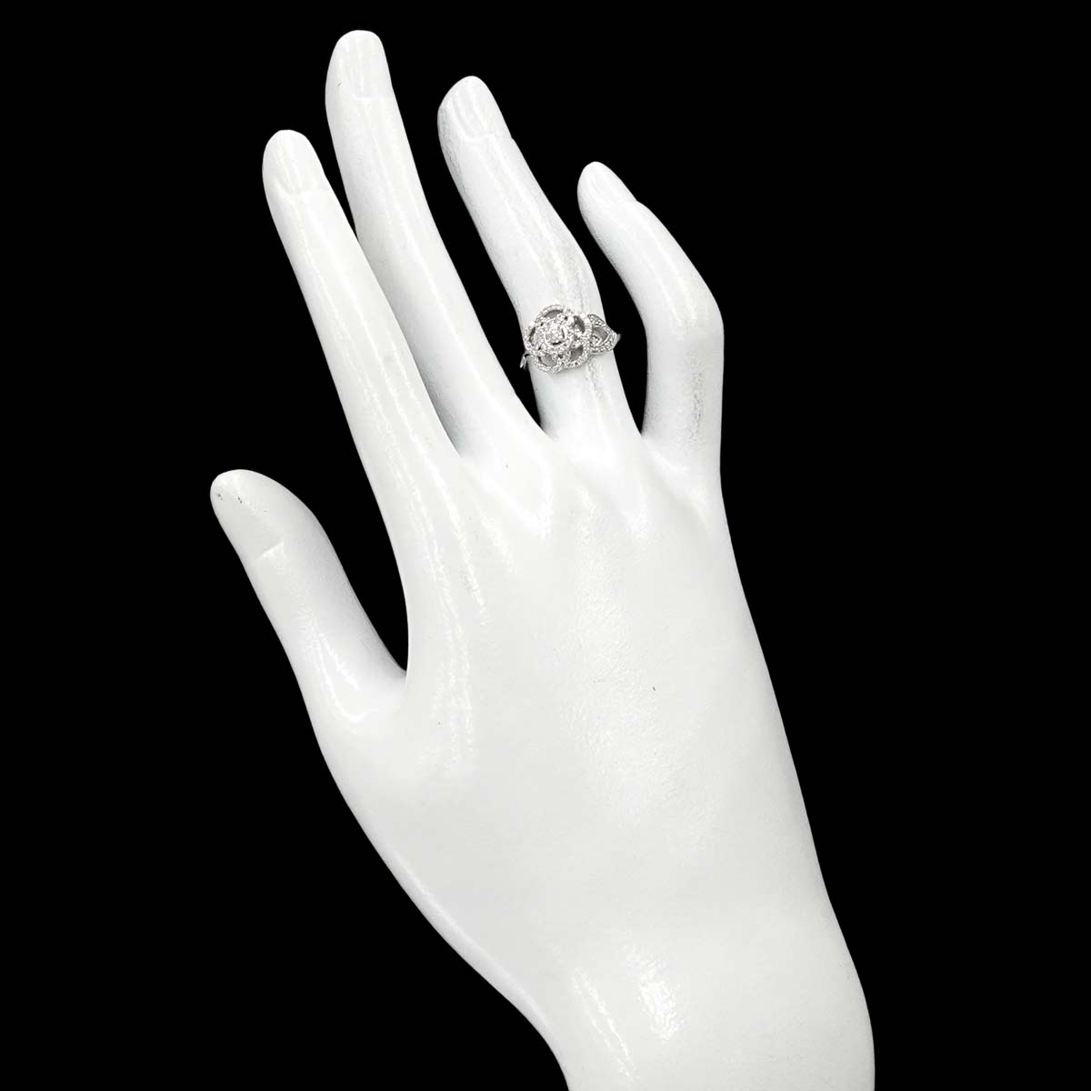 Camellia Diamond Ring 18K White Gold 750 size49 4.75-5(US)