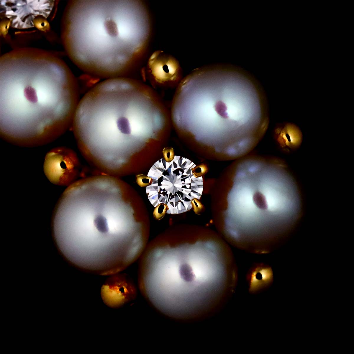 Akoya Pearl 4.1mm Diamond Earrings Clip on 18K YG 750