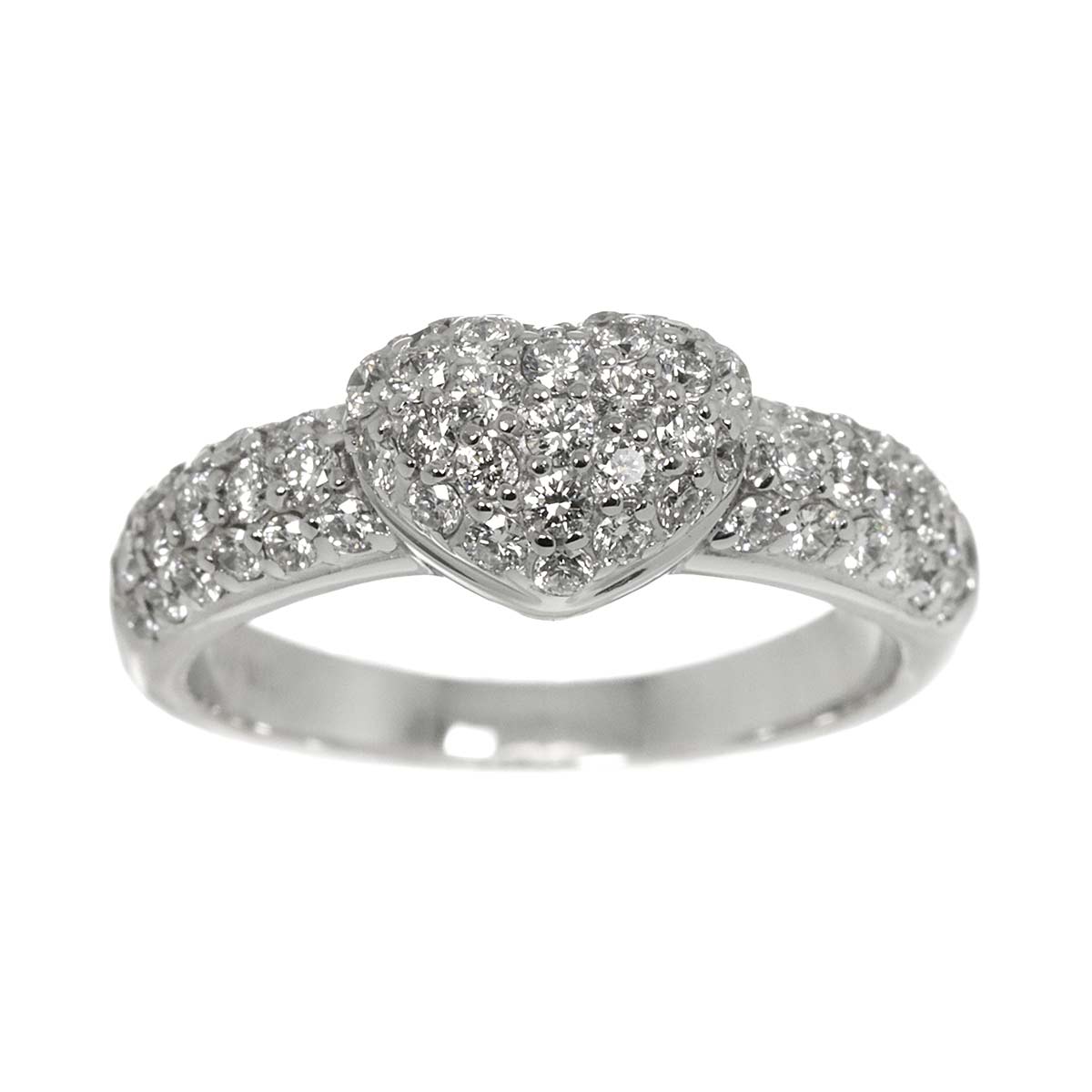 Heart Motif Diamond 0.67ct Ring 18K WG 750 Size4.75-5(US)