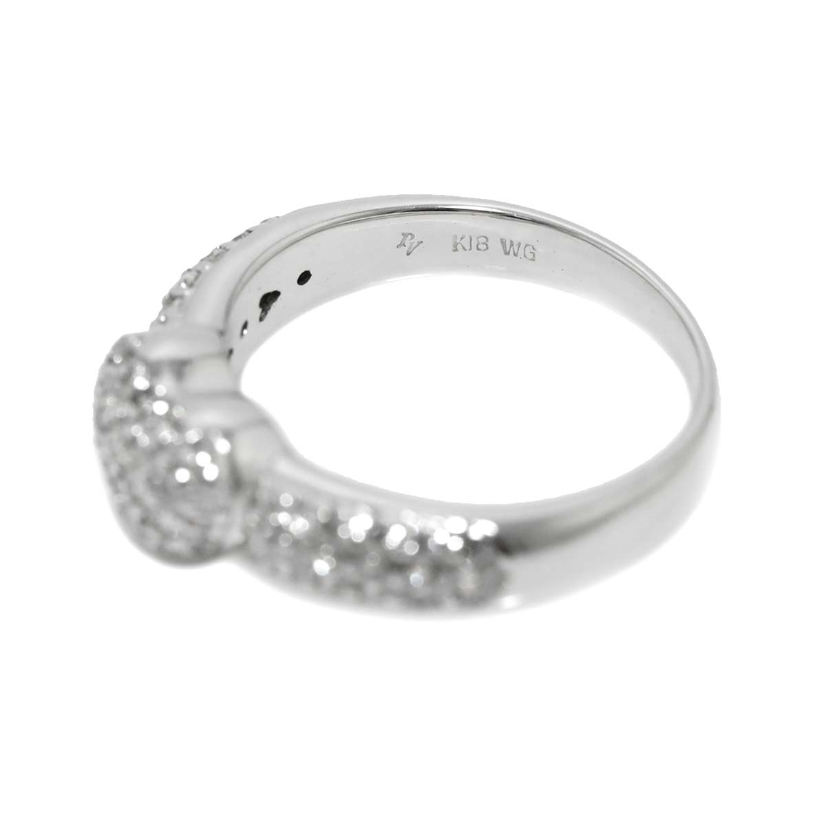 Heart Motif Diamond 0.67ct Ring 18K WG 750 Size4.75-5(US)
