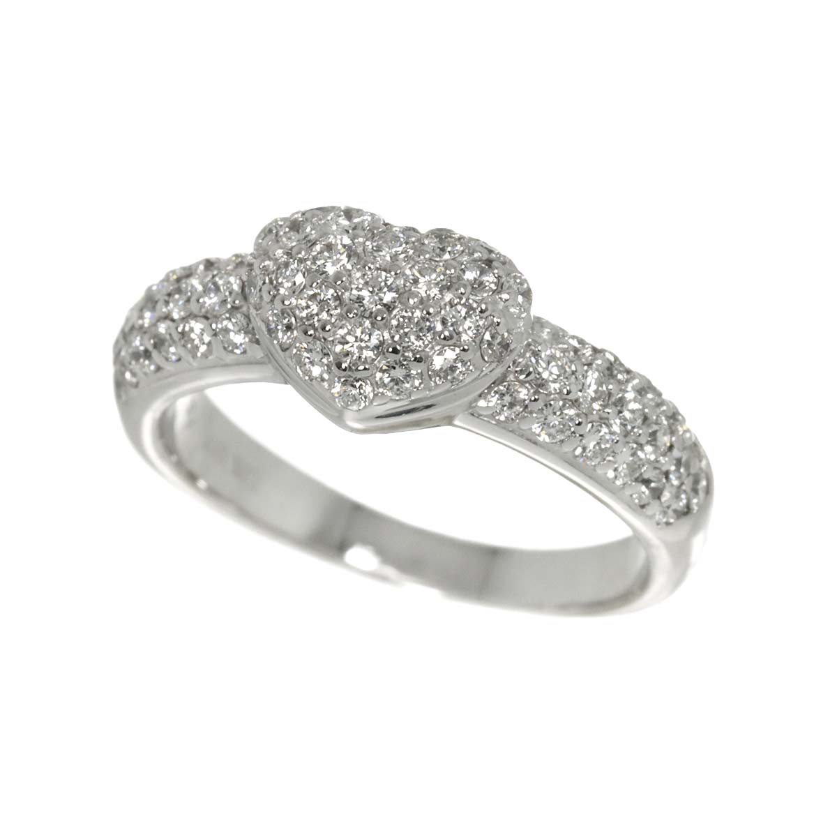 Heart Motif Diamond 0.67ct Ring 18K WG 750 Size4.75-5(US)