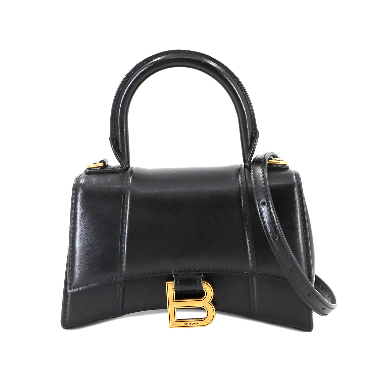 Hourglass XS Hand Shoulder Bag Leather Black 592833